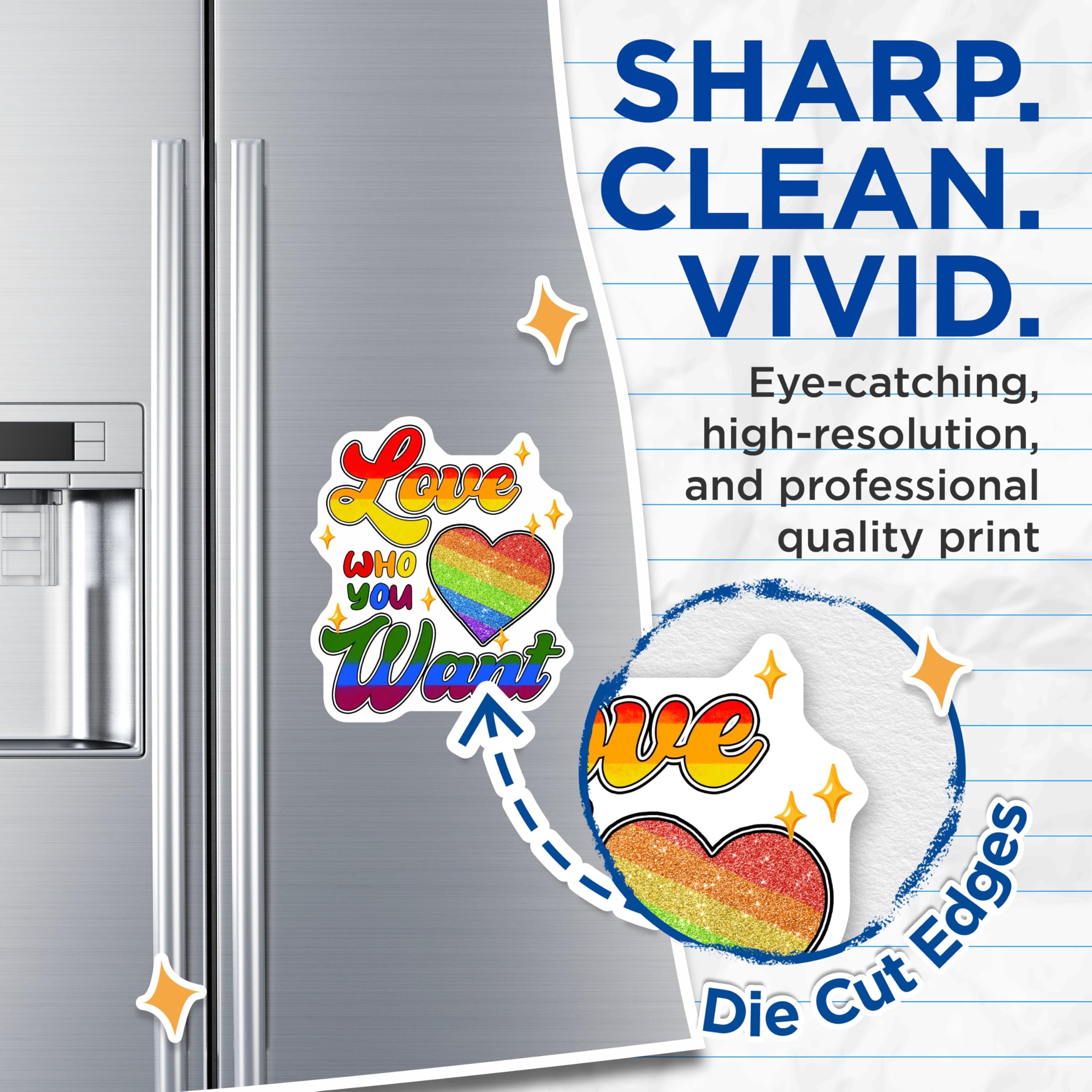 (2 Pack) Pride Love Magnets - LGBTQIA+ Decoration - Love Who You Want Message - 5" On Longest Side - Premium Magnet - for Cars, Refrigerators, Toolboxes, Lockers - Made in USA - MAG16921