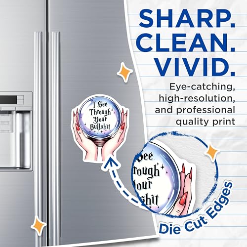 (2 Pack) I See Through Your BS Magnets - Funny Crystal Ball - 5" On Longest Side - for Cars, Fridges, Toolboxes - Made in USA - MAG7512