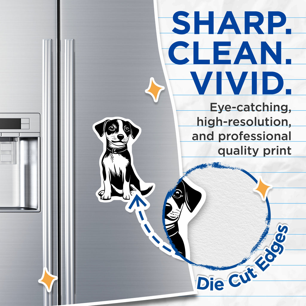 (2 Pack) Puppy Magnets - Dog Lover Fridge Decor - Pet Locker Cute Black White Animal Art Illustration - 5 Inches On Longest Side - Thick Durable Magnet - Made in USA - MAG36784