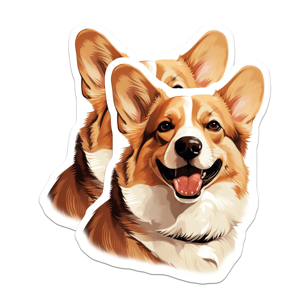 (2 Pack) Happy Corgi Magnets - Dog Lover Fridge Decor - Corgi Mom Accessories - Pet Owner Kitchen Art - 5 Inches On Longest Side - Thick Durable Magnet - Made in USA - MAG25968