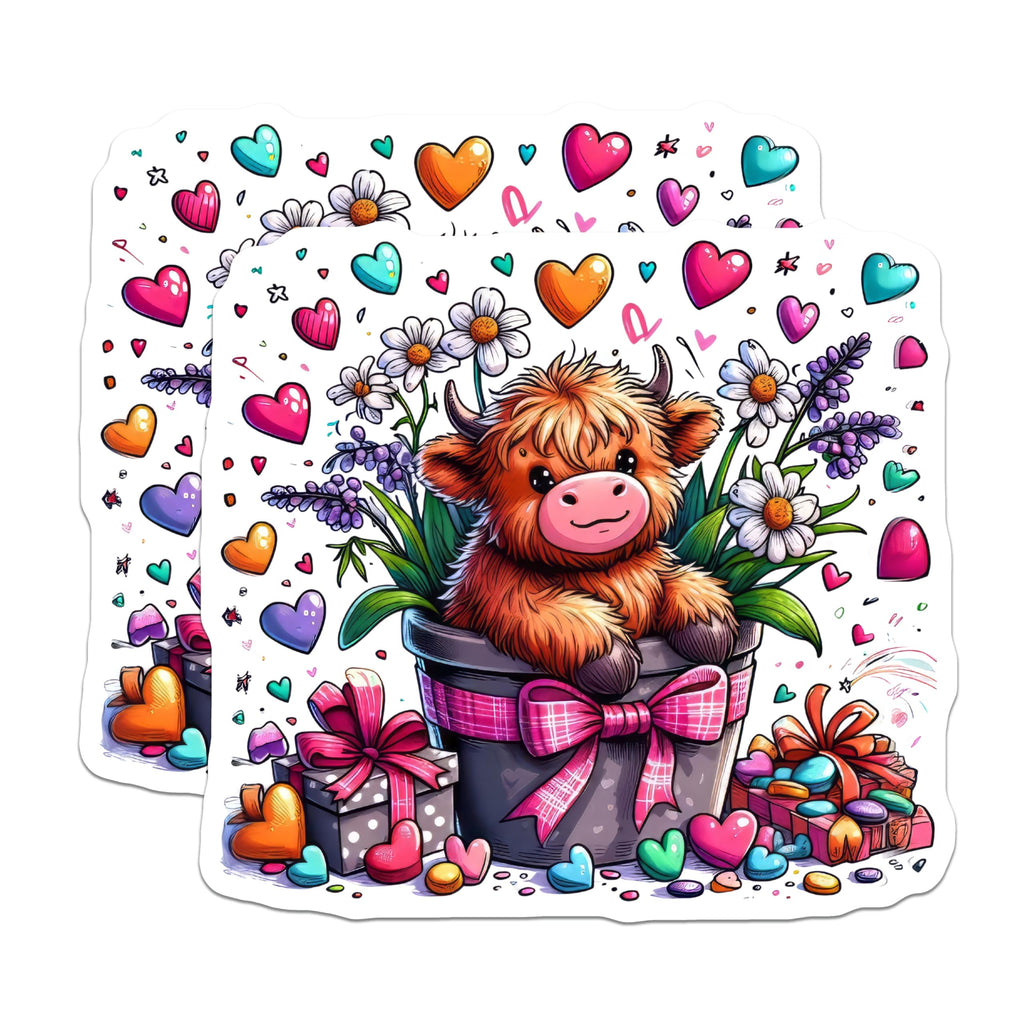 (2 Pack) Highland Cow Magnets - Cute Cow Decor - Heart Magnets - 5" On Longest Side - Premium Magnet - for Cars, Refrigerators, Toolboxes, Lockers - Made in USA - MAG15366