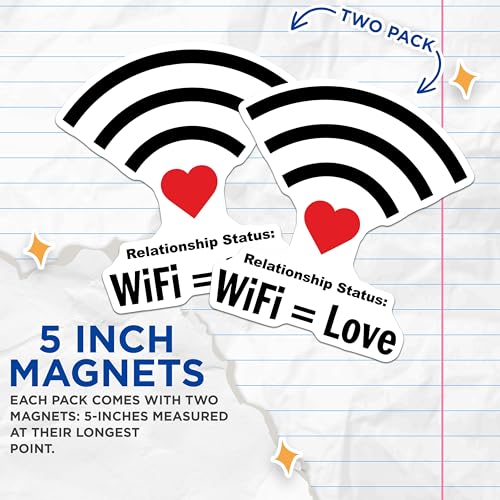 (2 Pack) Relationship Status Magnets - WiFi Love - Cute Relationship Decor - 5" On Longest Side - for Cars, Fridges, Toolboxes - Made in USA - MAG6749