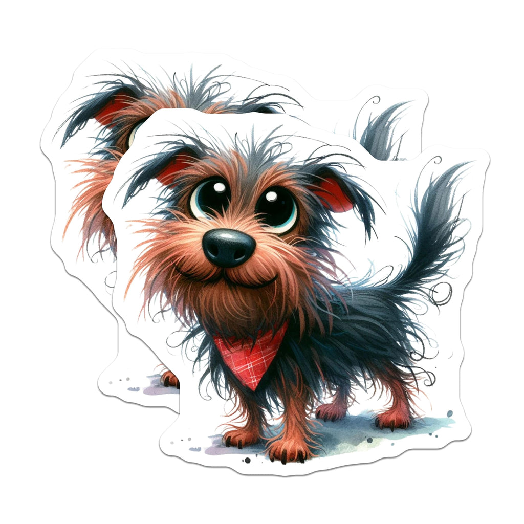 (2 Pack) Cute Dog Magnets - Shaggy Terrier Art - Dog Mom Locker Decor - 5 Inches On Longest Side - Thick Durable Magnet - Made in USA - MAG29088