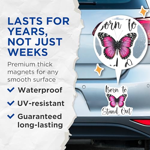 (2 Pack) Butterfly Quote Magnets Magnets - Motivational Fridge Magnet - Inspirational Home Decor - 5" On Longest Side - Made in USA - Sticks to Refrigerators & Metal Surfaces - MAG8619