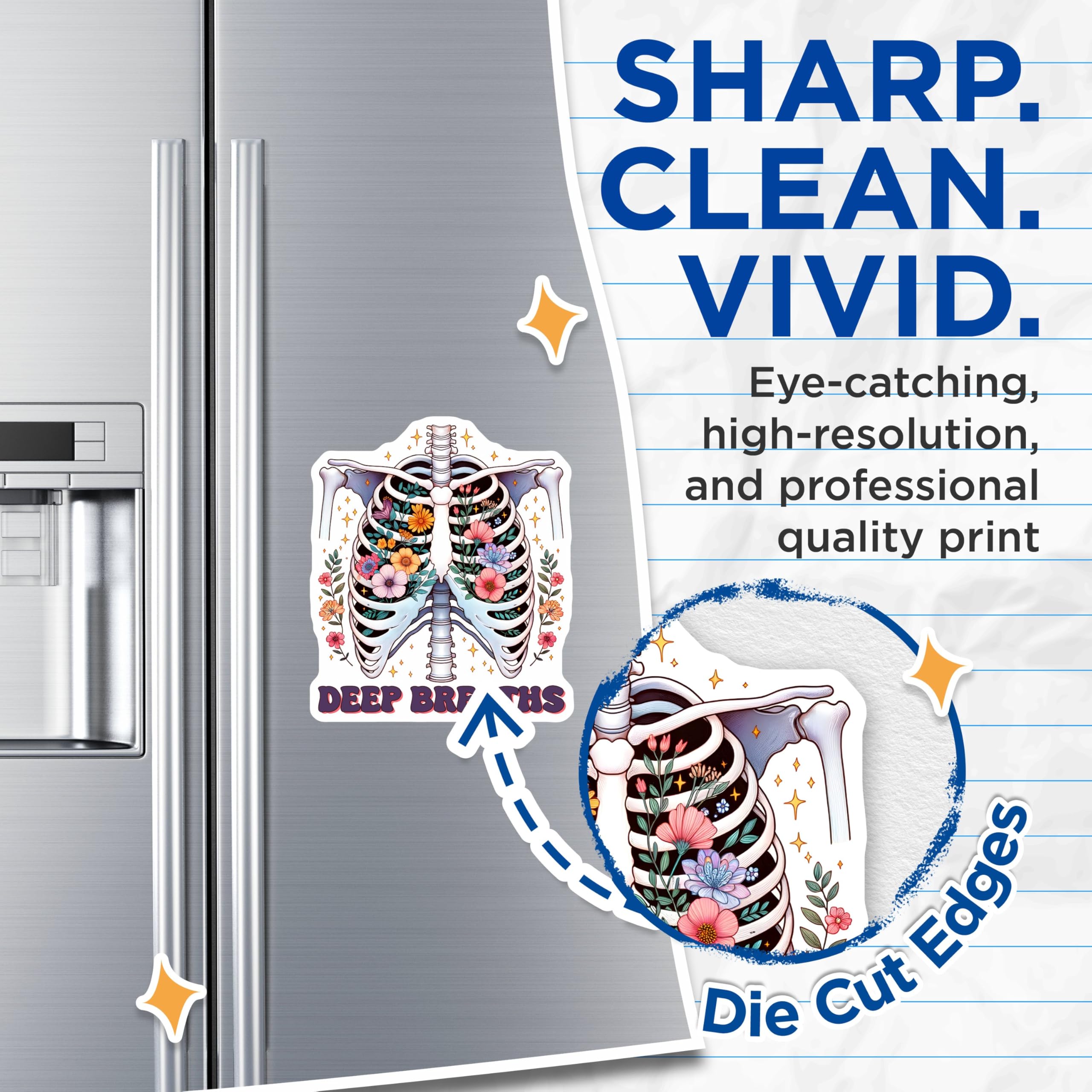 (2 Pack) Anatomy Magnets - Floral Design - Breathe Art - 5" On Longest Side - for Cars, Fridges, Toolboxes - Made in USA - MAG8250