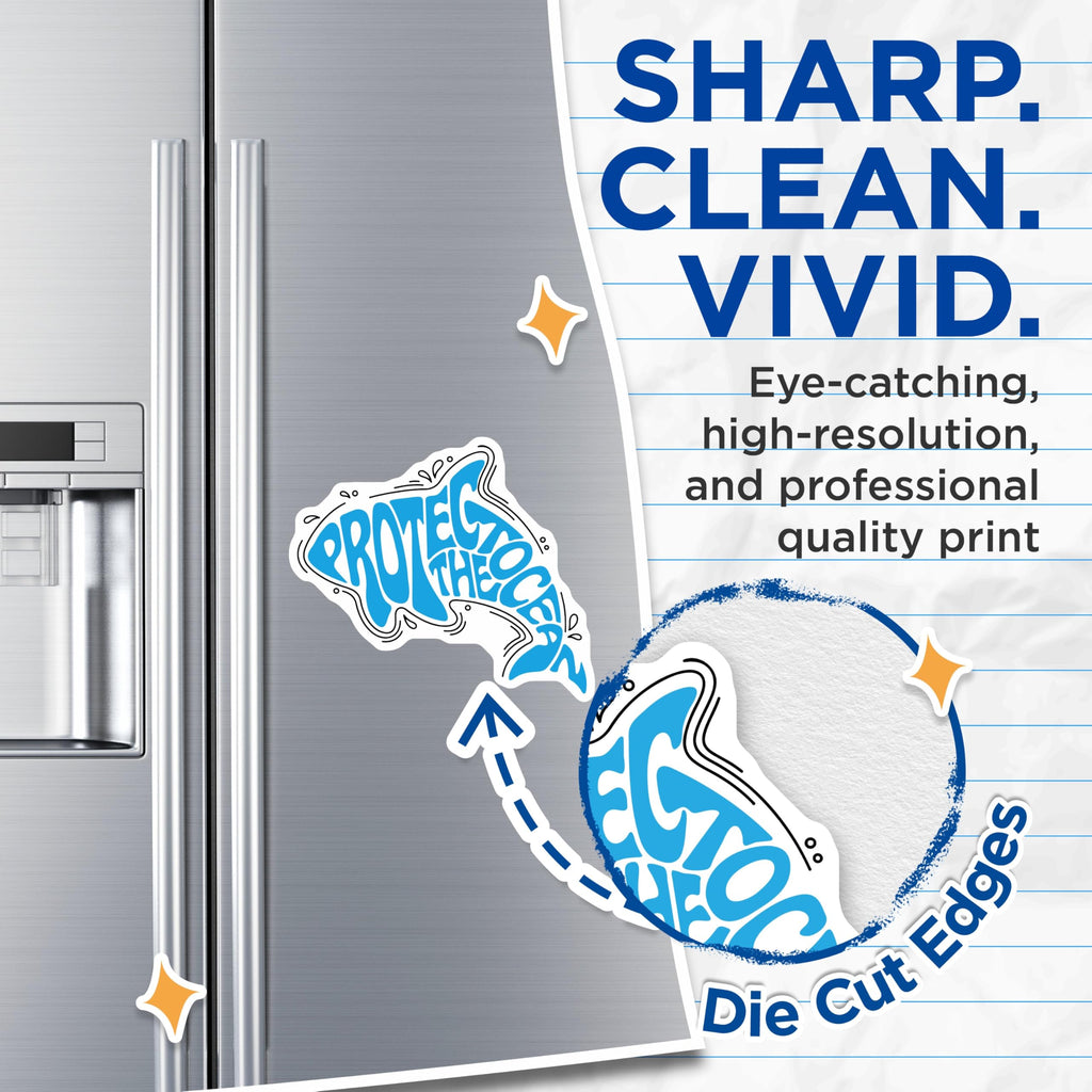 (2 Pack) Protect The Ocean Magnets - Ocean Lover Decor - Save The Ocean Illustration - 5" On Longest Side - Premium Magnet - for Cars, Refrigerators, Toolboxes, Lockers - Made in USA - MAG17287