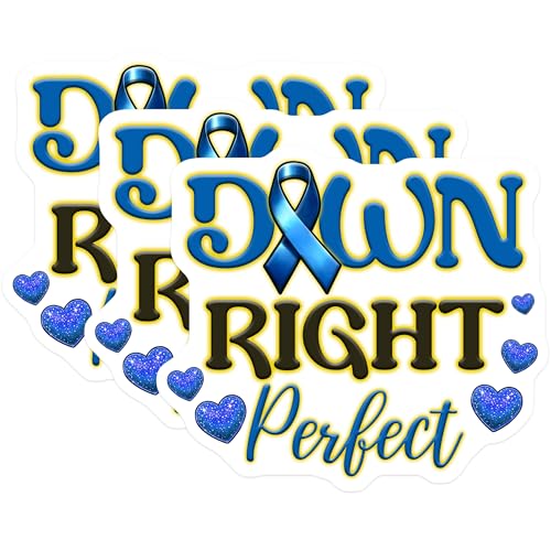 (3 Pack) Down Syndrome Decals - Awareness Ribbon - Heart Decals - 3 Inches On Longest Side - Easy Peel & Apply - Made in USA - 3MCS6965