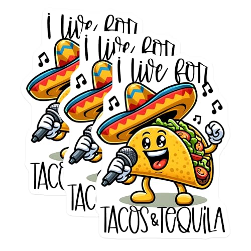 (3 Pack) Funny Taco Decals - Tequila Lover - Fiesta Party Decorations - 3 Inches On Longest Side - Easy Peel & Apply - Made in USA - 3MCS7556