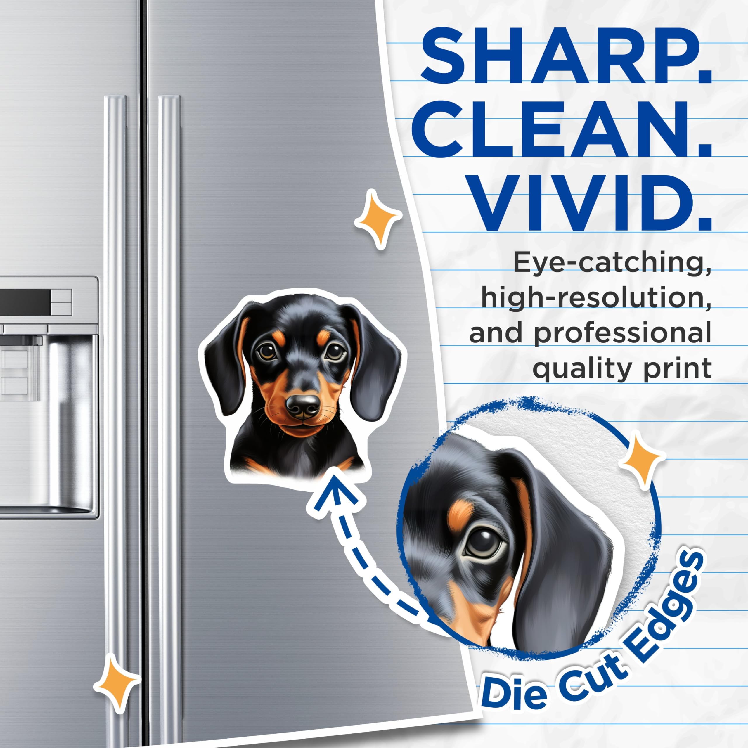 (2 Pack) Dachshund Puppy Magnets - Wiener Dog Decor - Pet Lover Refrigerator Art - 5 Inches On Longest Side - Thick Durable Magnet - Made in USA - MAG27993