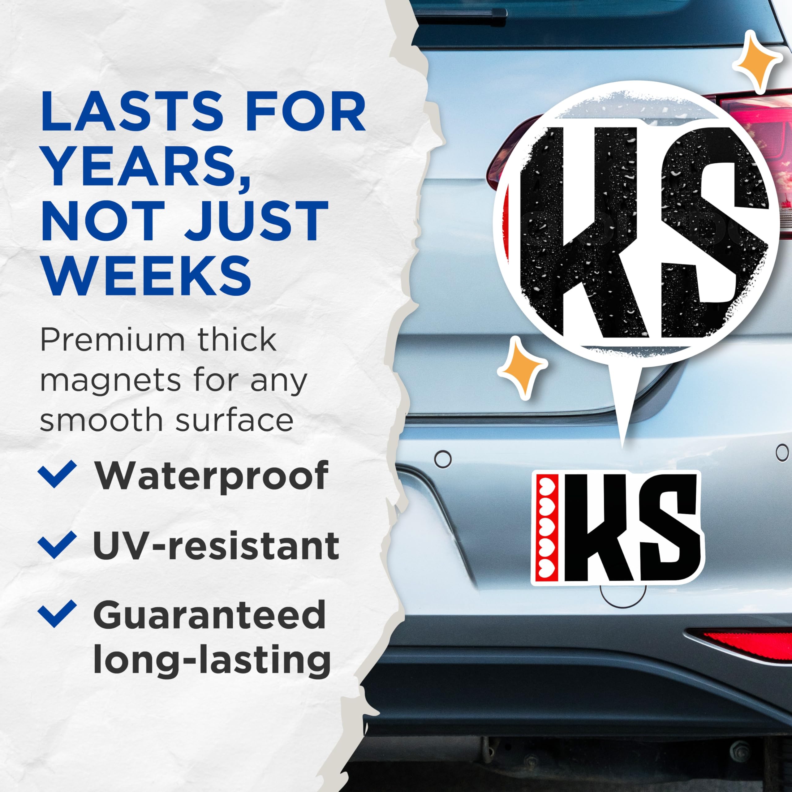 (2 Pack) IKS Magnets - Bold Graphic Design Magnet - Statement Magnets for Fridge - 5" On Longest Side - Premium Magnet - for Cars, Refrigerators, Toolboxes, Lockers - Made in USA - MAG17903