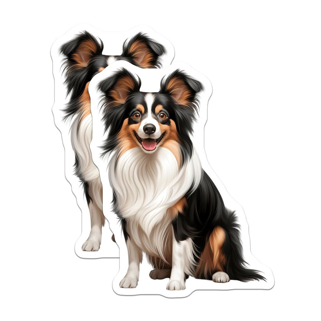 (2 Pack) Papillon Dog Magnets - Adorable Fluffy Canine Art - Pet Lover Fridge Decor - Animal Companion Accessory - 5 Inches On Longest Side - Thick Durable Magnet - Made in USA - MAG23344