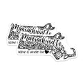 (2 Pack) Massachusetts State Stickers - Home is Where The Heart is - Mandala Art Decal - 5" On Longest Side - Sticks to Smooth Flat Surfaces - Made in USA - BMCS9069