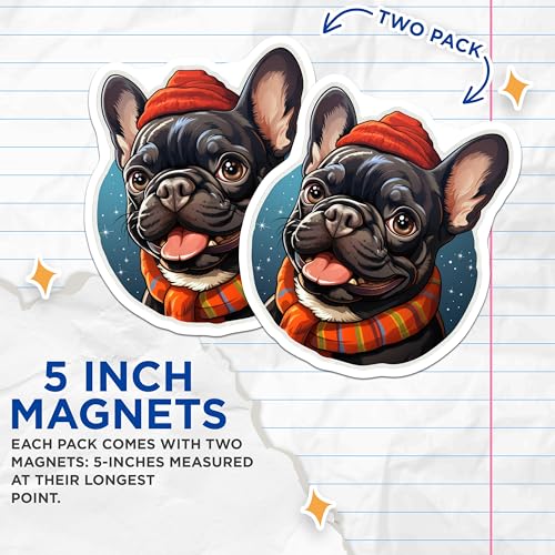 (2 Pack) French Bulldog Magnets - Dog Lover - Cute Pet Magnets - 5" On Longest Side - for Cars, Fridges, Toolboxes - Made in USA - MAG3942