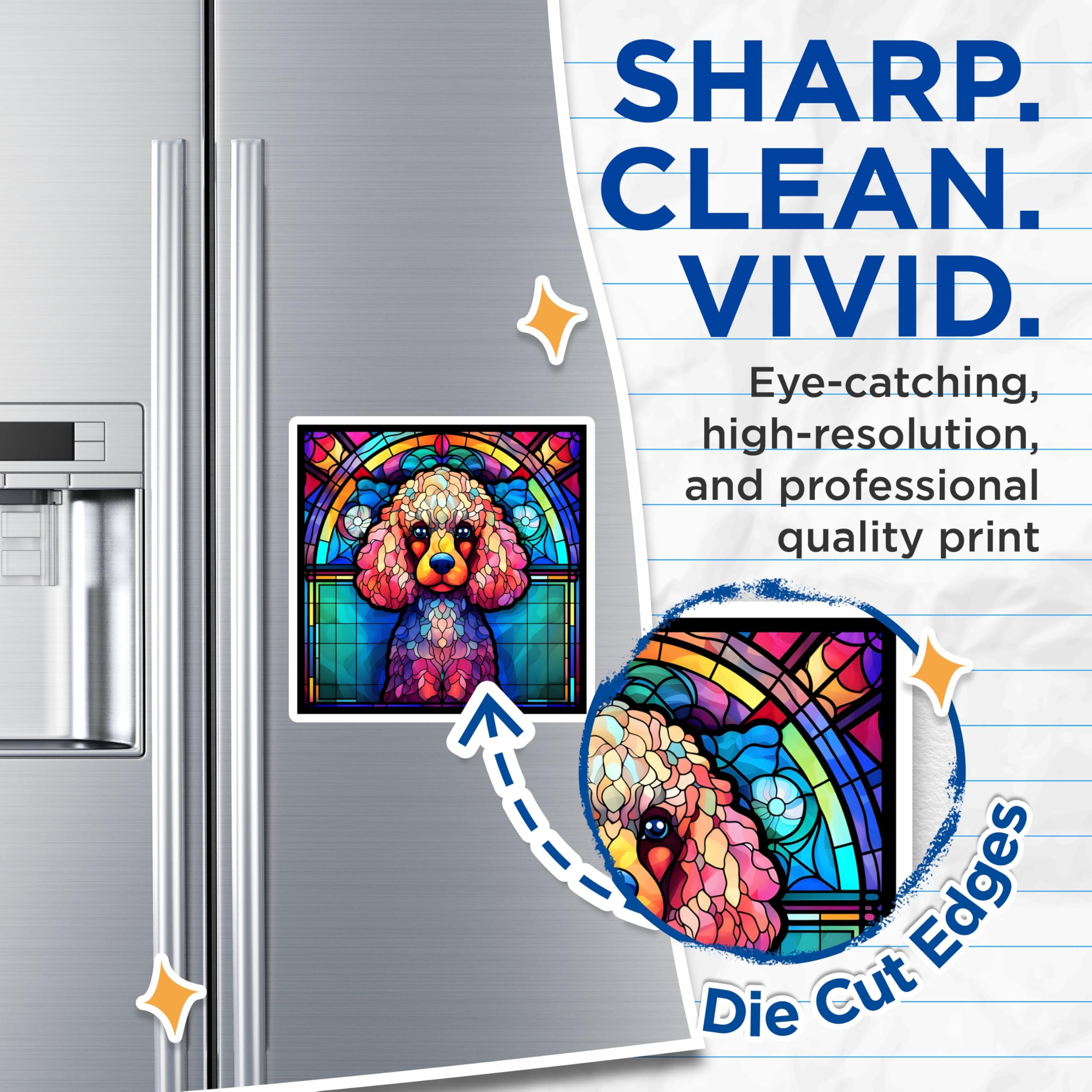 (2 Pack) Poodle Magnets - Stained Glass Poodle - Dog Breed Magnet - 5" On Longest Side - Premium Magnet - for Cars, Refrigerators, Toolboxes, Lockers - Made in USA - MAG16079