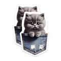 (2 Pack) Cute Kitten Magnets - Pocket Cat Design - Fridge Locker Magnets - 5" On Longest Side - Premium Magnet - for Cars, Refrigerators, Toolboxes, Lockers - Made in USA - MAG16186