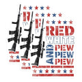 (3 Pack) Red White Pew Decals - Patriotic - American Flag - Gun Decals - 3 Inches On Longest Side - Easy Peel & Apply - Made in USA - 3MCS7931