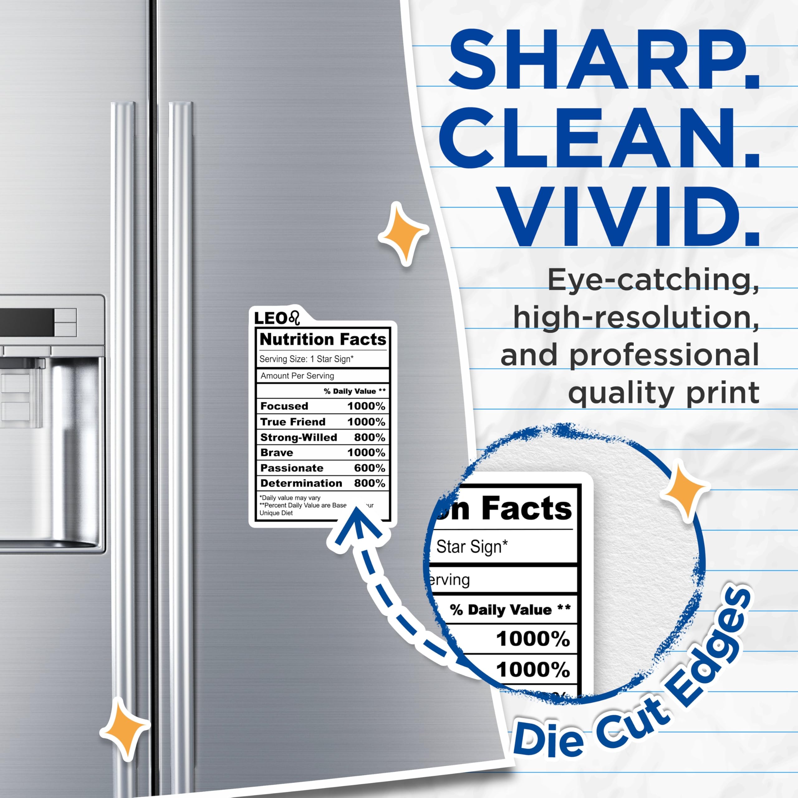 (2 Pack) Leo Nutrition Facts Magnets - Zodiac Sign - Star Sign Decor - 5" On Longest Side - Premium Magnet - for Cars, Refrigerators, Toolboxes, Lockers - Made in USA - MAG14218