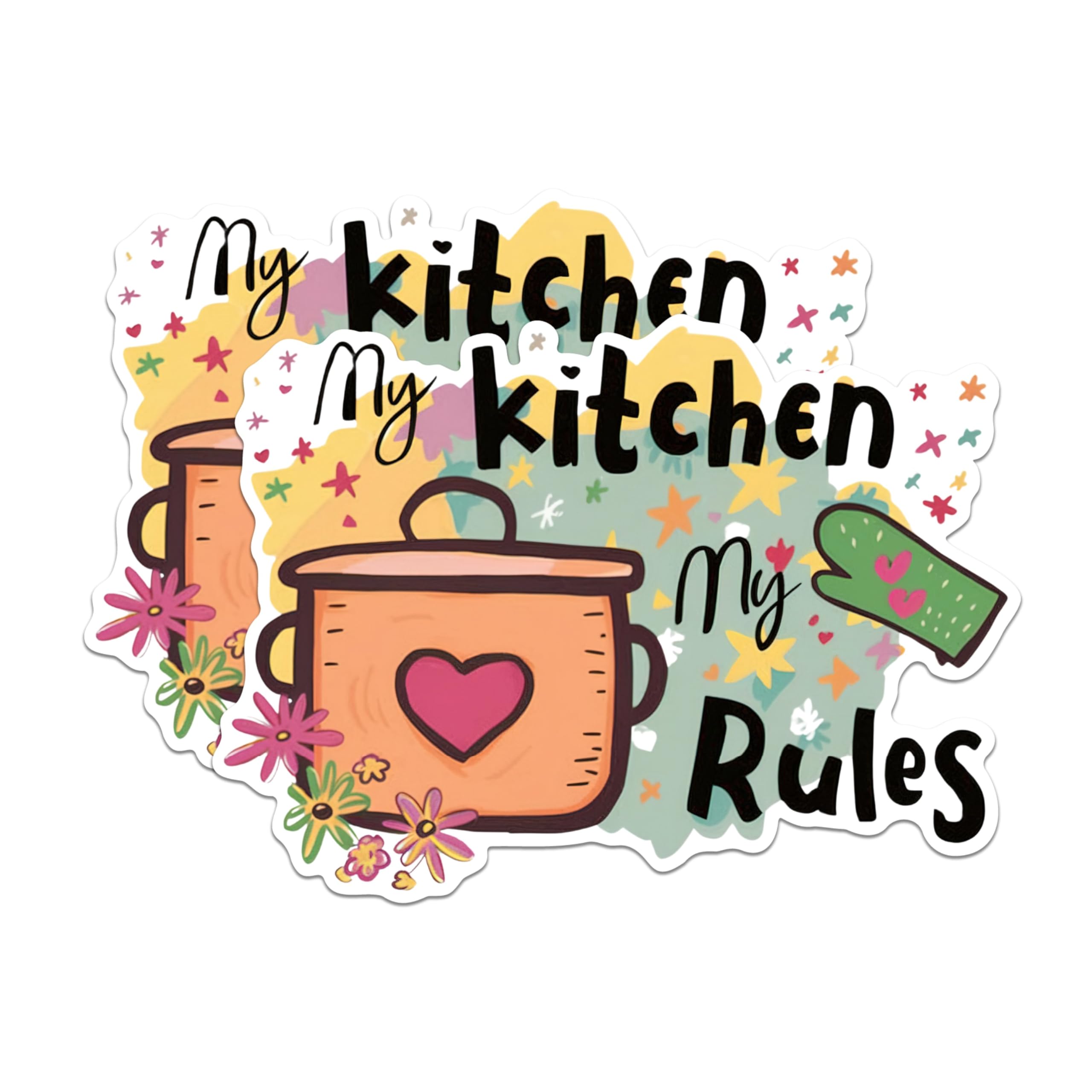 (2 Pack) My Kitchen My Rules Magnets - Funny Kitchen Decor Magnets - Cute Kitchen Accessories Magnets- 5" On Longest Side - for Fridges, Toolboxes, Cars - Made in USA - MAG3009