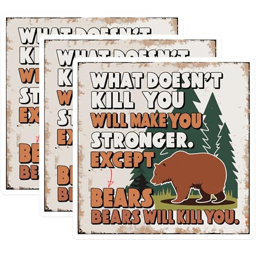 (3 Pack) Bear Laptop Decals - Funny Saying Stickers - Motivational Decal - 3 Inches On Longest Side - Easy Peel & Apply - Made in USA - 3MCS4514