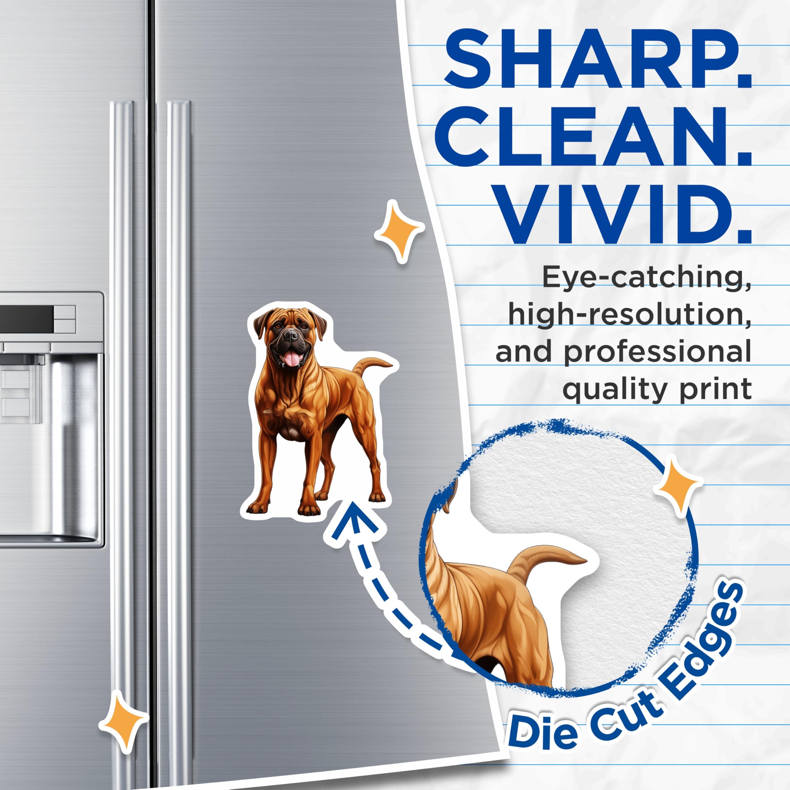 (2 Pack) Bullmastiff Dog Magnets - Fawn Mastiff Breed Art - Large Canine Pet Owner Decor - Dog Lover Display - 5 Inches On Longest Side - Thick Durable Magnet - Made in USA - MAG23480