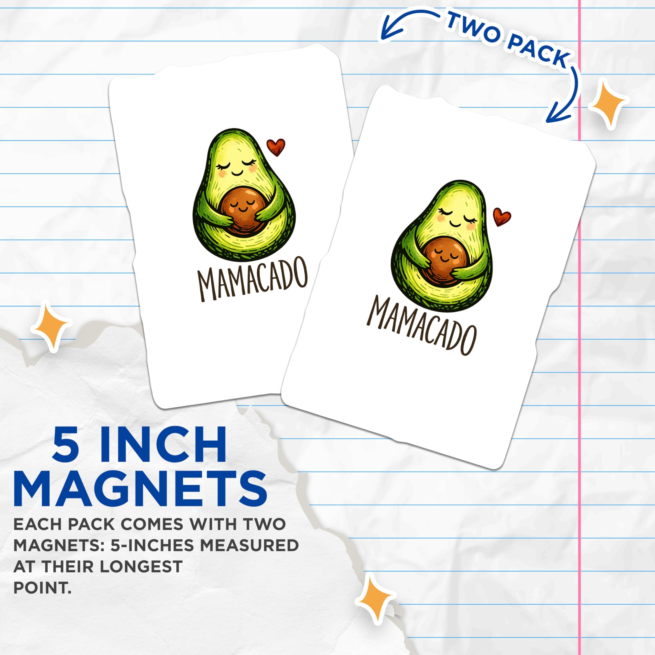 (2 Pack) Mamacado Magnets - Cute Avocado Mom - New Mom Pregnancy Announcement - Motherhood Celebration - 5 Inches On Longest Side - Thick Durable Magnet - Made in USA - MAG21432