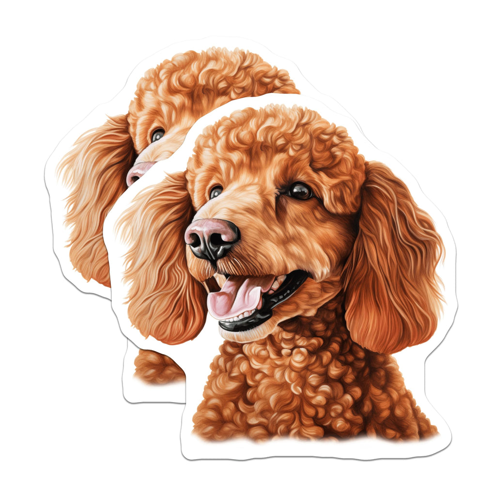 (2 Pack) Red Poodle Dog Magnets - Apricot Poodle Art - Poodle Mom Dad Owner Fridge Decor - 5 Inches On Longest Side - Thick Durable Magnet - Made in USA - MAG26322