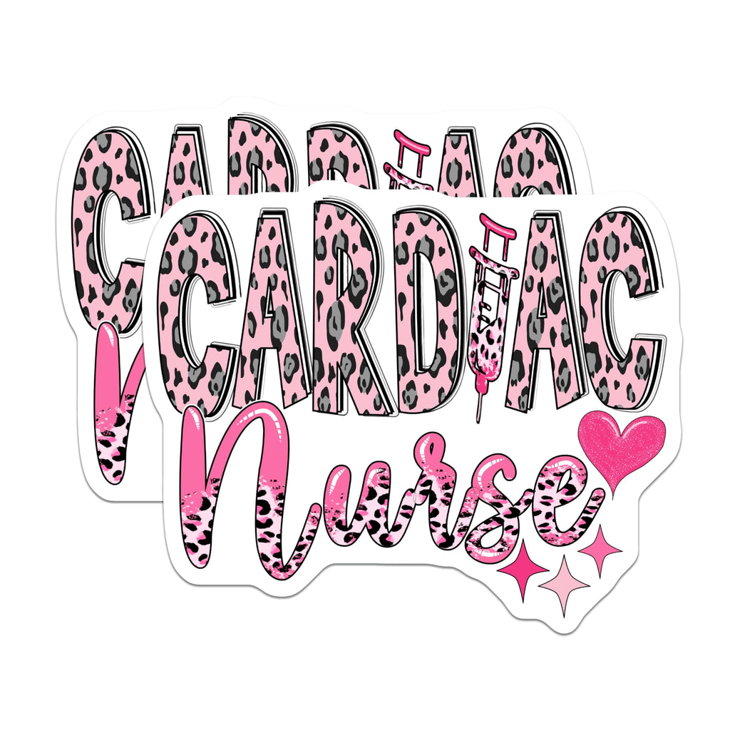 (2 Pack) Cardiac Nurse Magnets - Leopard Print - Heart and Stars Design - 5" On Longest Side - Premium Magnet - for Cars, Refrigerators, Toolboxes, Lockers - Made in USA - MAG17581