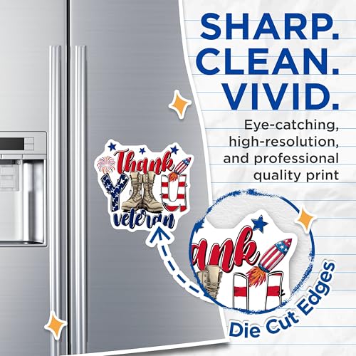 (2 Pack) Thank You Veteran Magnets Magnets - 5" On Longest Side - Made in USA - Sticks to Refrigerators & Metal Surfaces - MAG8357