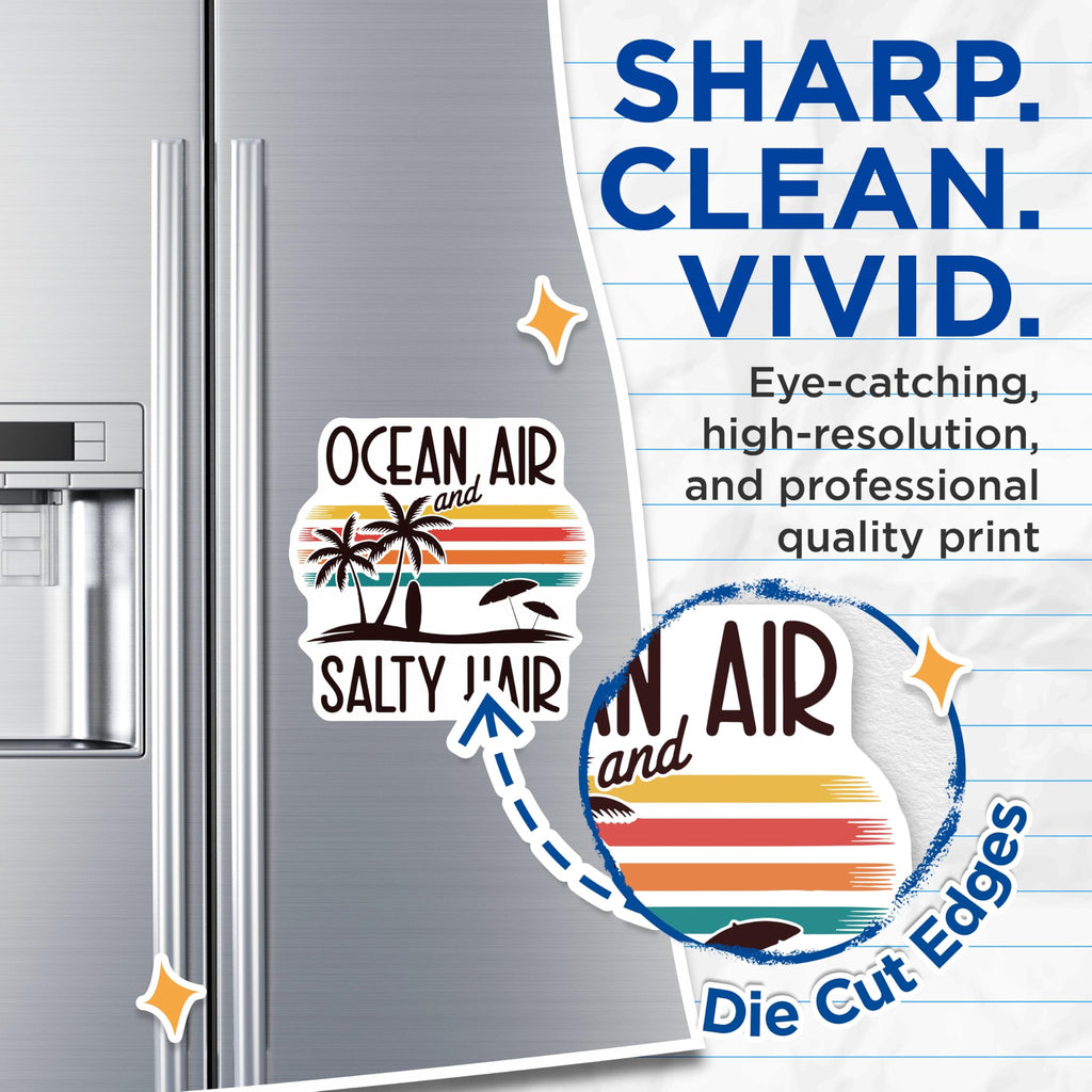 (2 Pack) Beach Vibes Magnets - Ocean Air Salty Hair - Summer Refrigerator Magnets - 5" On Longest Side - Premium Magnet - for Cars, Refrigerators, Toolboxes, Lockers - Made in USA - MAG16280