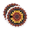 (2 Pack) Sunflower Mandala Magnets - Bohemian Decor - Floral Refrigerator Magnets - 5" On Longest Side - Premium Magnet - for Cars, Refrigerators, Toolboxes, Lockers - Made in USA - MAG15208