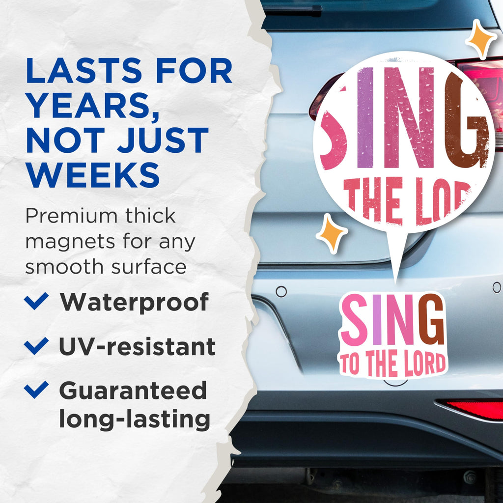 (2 Pack) Sing to the Lord Magnets - Christian Faith Decor - Worship Music Magnet - 5 Inches On Longest Side - Thick Durable Magnet - Made in USA - MAG26919