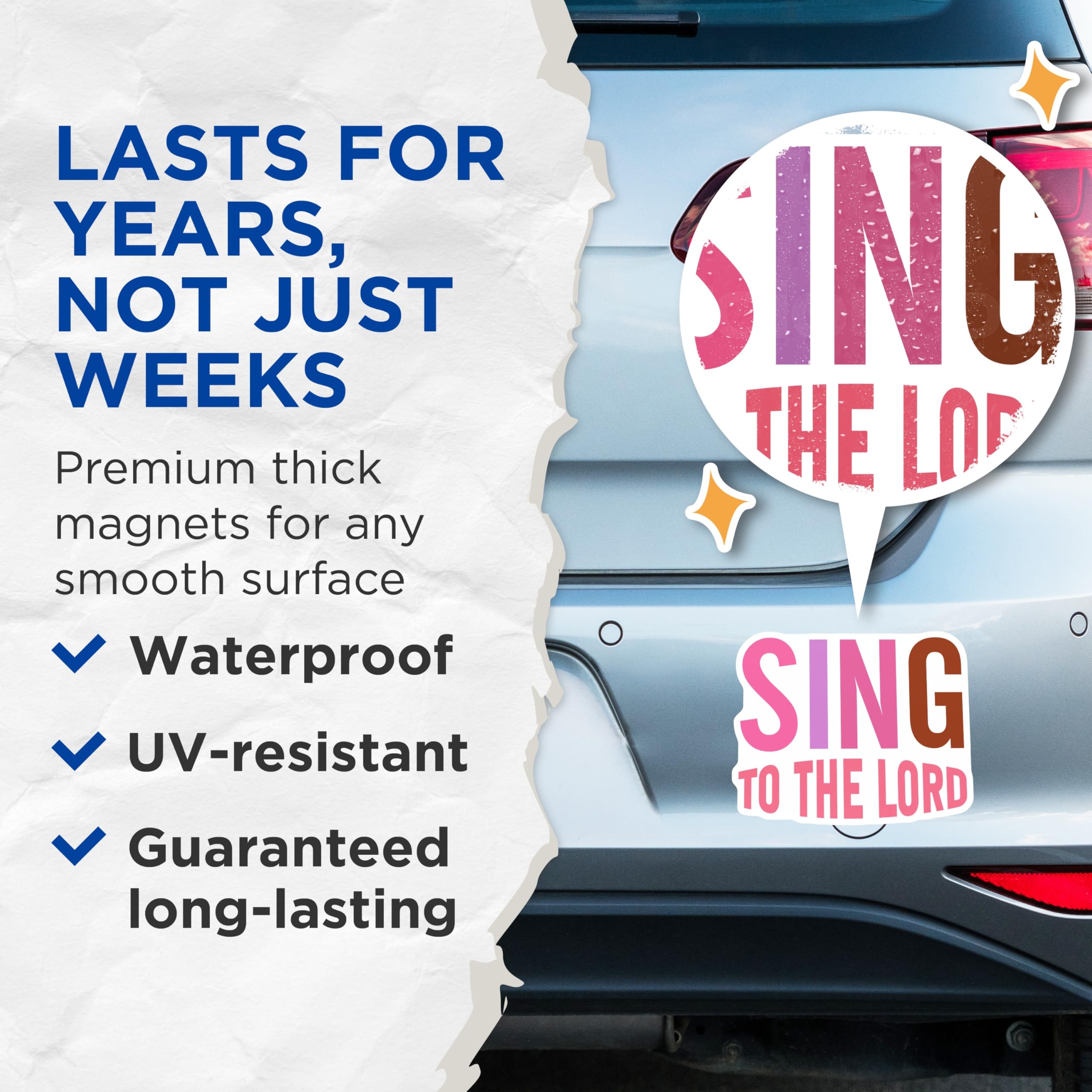 (2 Pack) Sing to the Lord Magnets - Christian Faith Decor - Worship Music Magnet - 5 Inches On Longest Side - Thick Durable Magnet - Made in USA - MAG26919