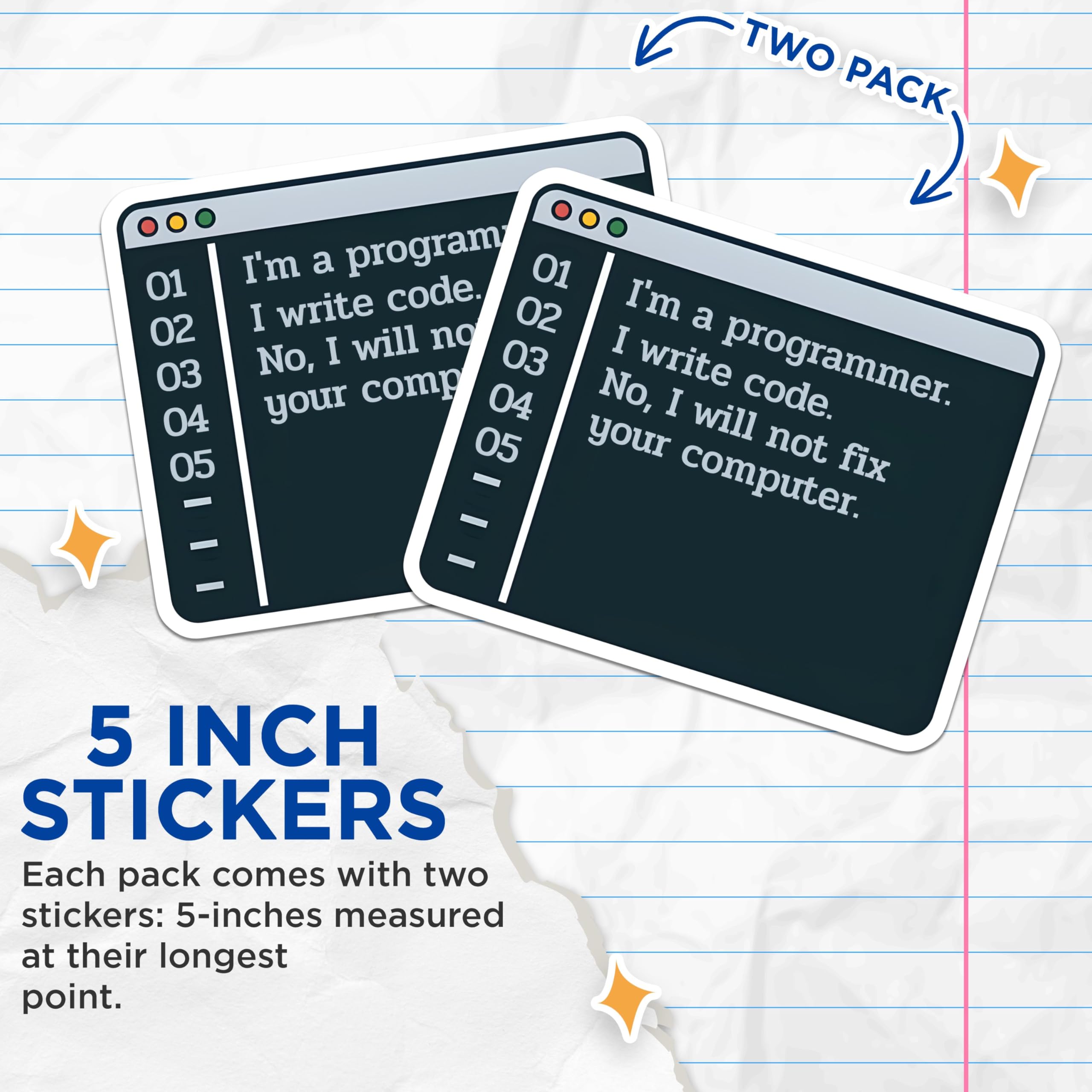 (2 Pack) I'm A Programmer Stickers - Code Writer Decals - Computer Fix Denial Humor Stickers - 5" On Longest Side - Sticks to Smooth Flat Surfaces - Made in USA - BMCS3716