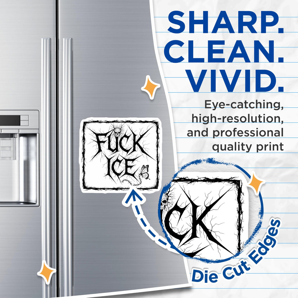 (2 Pack) Fuck ICE Magnets - Activist Statement Decor - Skull Butterfly Art - Human Rights Support - Refrigerator Decor - 5 Inches On Longest Side - Thick Durable Magnet - Made in USA - MAG25769