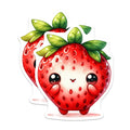 (2 Pack) Kawaii Strawberry Magnets - Cute Fruit Refrigerator - Whimsical Kitchen Decor - Cheerful Locker Accents - 5 Inches On Longest Side - Thick Durable Magnet - Made in USA - MAG37509