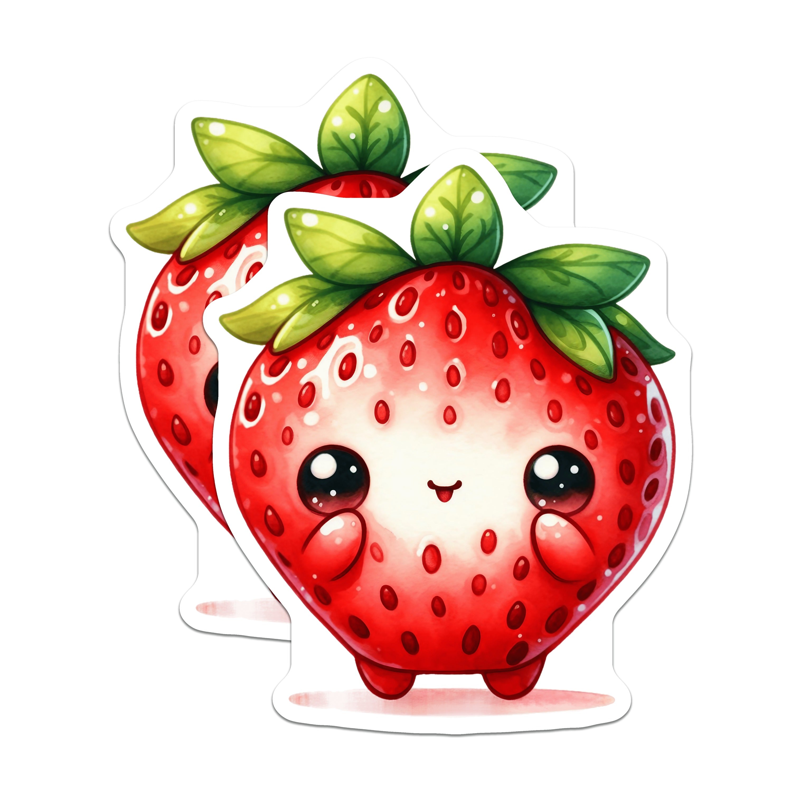 (2 Pack) Kawaii Strawberry Magnets - Cute Fruit Refrigerator - Whimsical Kitchen Decor - Cheerful Locker Accents - 5 Inches On Longest Side - Thick Durable Magnet - Made in USA - MAG37509