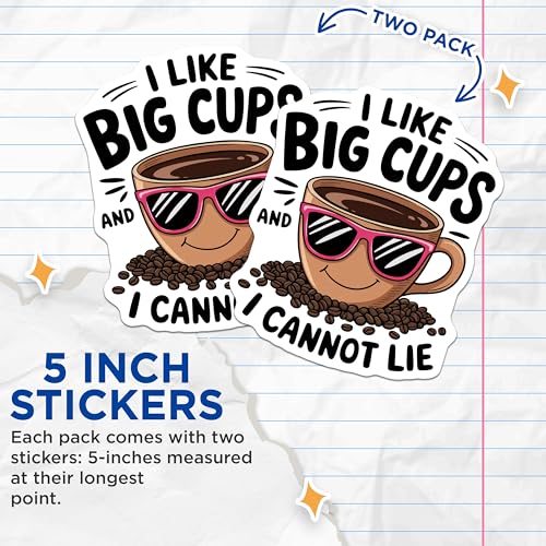 (2 Pack) Coffee Lover Stickers - Funny Coffee Quote Stickers - Cute Coffee Mug Decal for Laptops and Water Bottles - 5" On Longest Side - Sticks to Smooth Flat Surfaces - Made in USA - BMCS4604