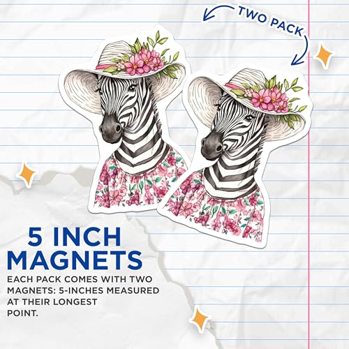 (2 Pack) Cute Animal Magnet - Fun Refrigerator Decor - Unique Fridge Art - 5" On Longest Side - Sticks to Smooth Flat Surfaces - Made in USA - MAG9498
