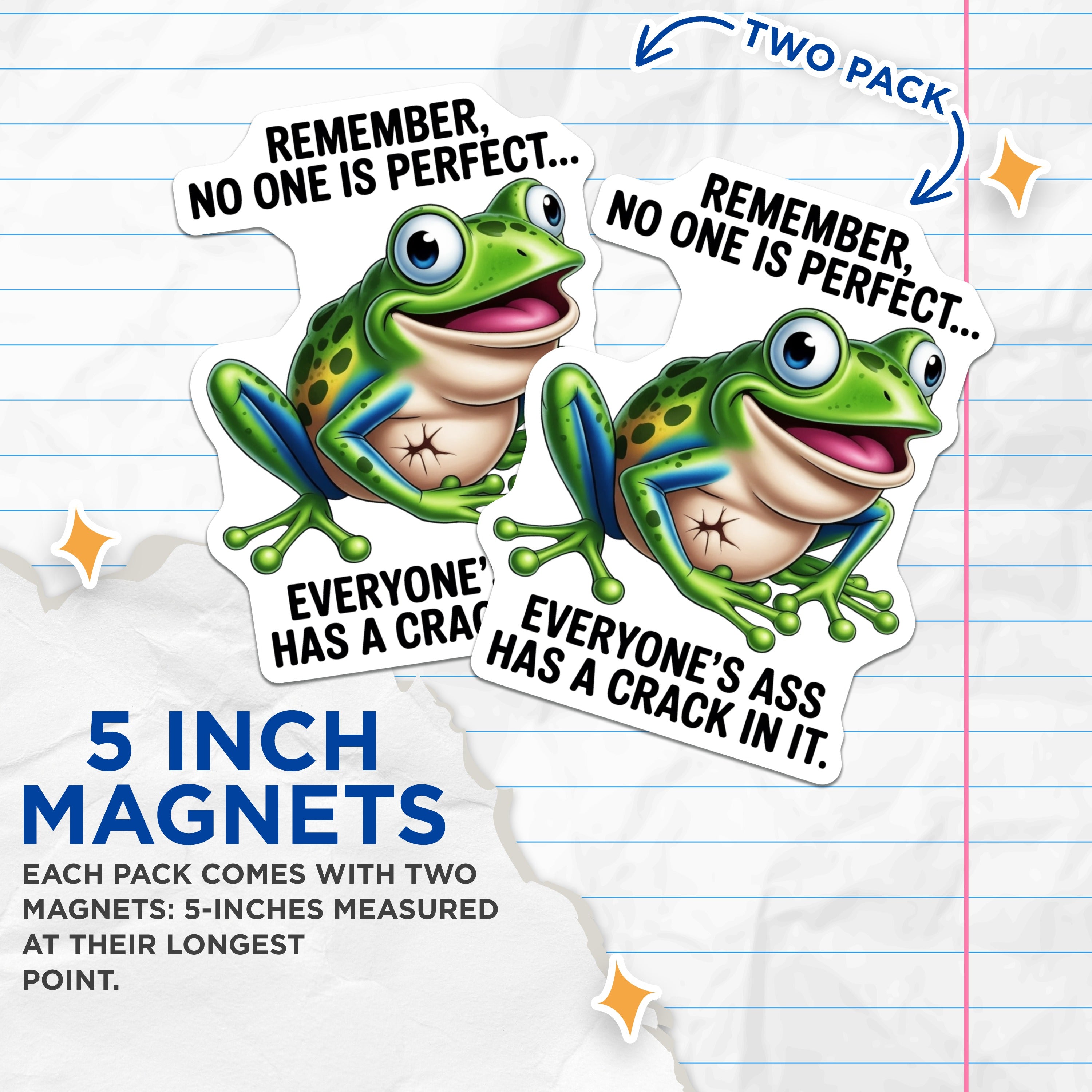 (2 Pack) Funny Frog Magnets - Humorous Quote Magnet - Sarcastic Refrigerator Decor - Novelty Present for Friend - 5 Inches On Longest Side - Thick Durable Magnet - Made in USA - MAG36039