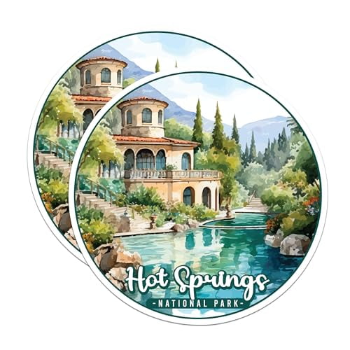 (2 Pack) Hot Springs National Park Bumper Magnet - US National Park - Choose from 63 Parks - 5" On Longest Side - Decal for Car Bumper, Laptop, Water Bottle, Wall, and Window - MAG1623