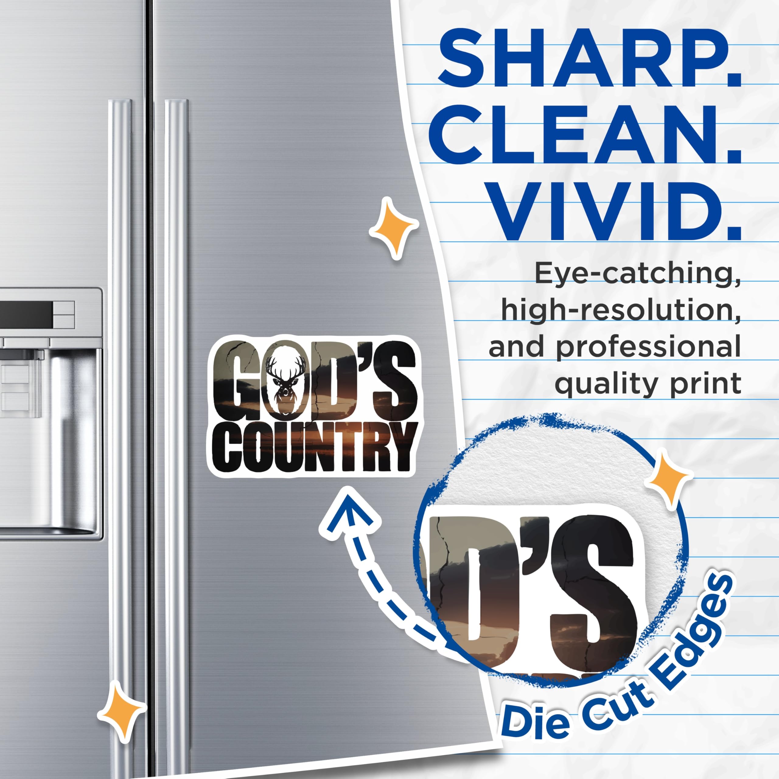 (2 Pack) God's Country Magnets - Deer Head Hunting Decor - Outdoorsman Fridge Magnets - 5 Inches On Longest Side - Thick Durable Magnet - Made in USA - MAG25278