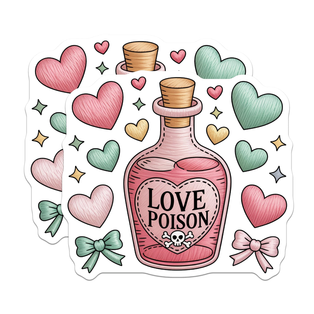 (2 Pack) Love Poison Magnets - Romantic Potion Decor - Hearts Bottle Aesthetic - Valentine's Day Magnet - 5 Inches On Longest Side - Thick Durable Magnet - Made in USA - MAG22925