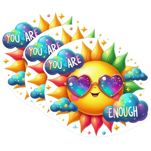 (3 Pack) You are Enough Decals - Positive Affirmation - Laptop Decals - 3 Inches On Longest Side - Easy Peel & Apply - Made in USA - 3MCS1202