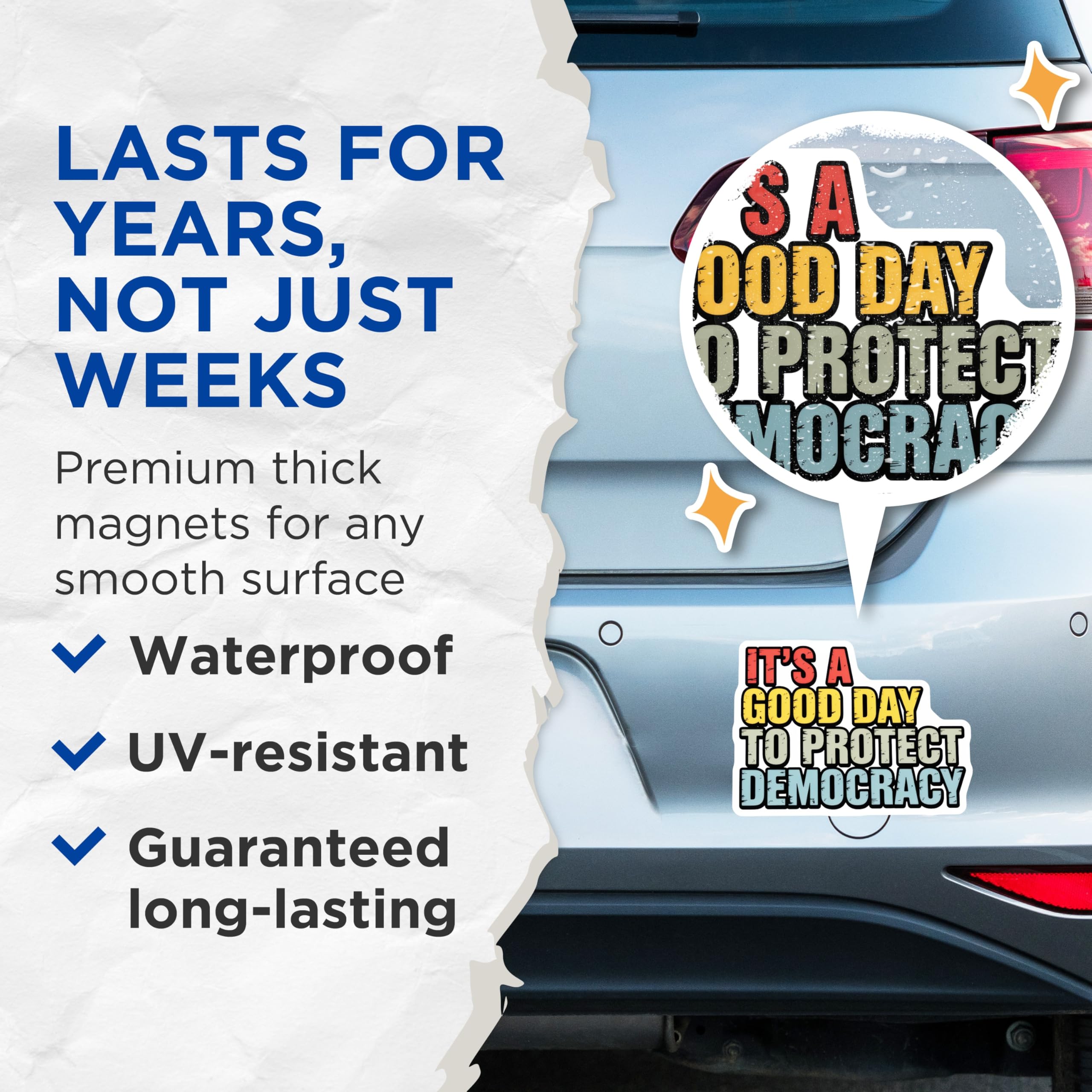 (2 Pack) Protect Democracy Magnets - Political Message - Activism Fridge Decor - 5" On Longest Side - Premium Magnet - for Cars, Refrigerators, Toolboxes, Lockers - Made in USA - MAG14077