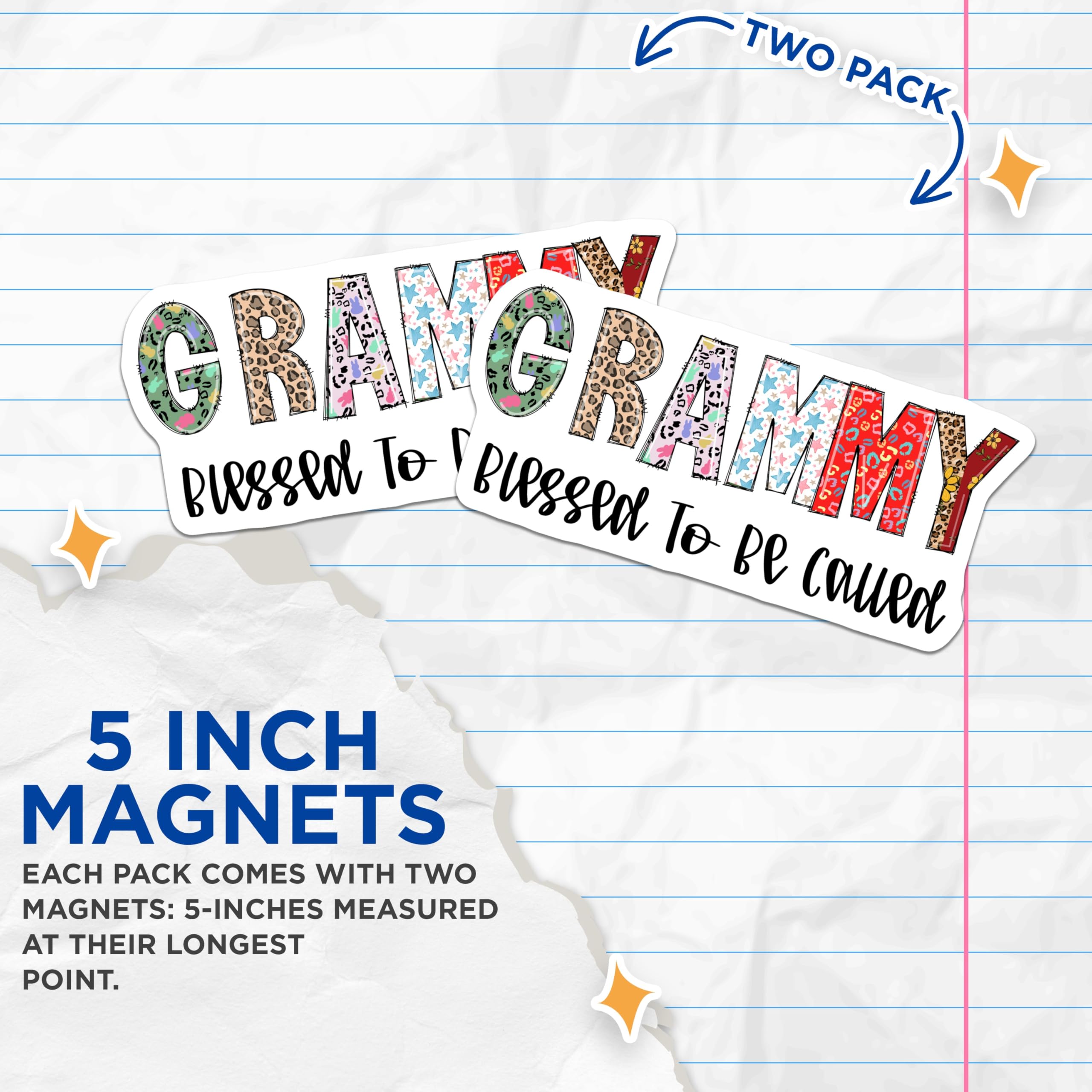 (2 Pack) Grammy Blessed Magnets - Grandmother Grandma - Granny Decor - Grandma Saying - 5" On Longest Side - Premium Magnet - for Cars, Refrigerators, Toolboxes, Lockers - Made in USA - MAG14065