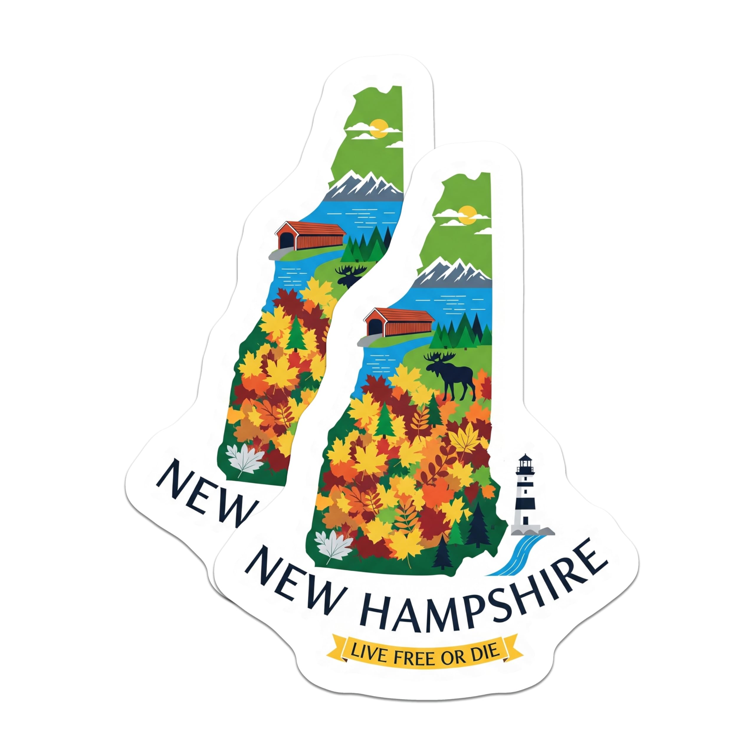 (2 Pack) New Hampshire Magnets - NH State Pride - Souvenir Fridge Magnets - 5" On Longest Side - Premium Magnet - for Cars, Refrigerators, Toolboxes, Lockers - Made in USA - MAG15503