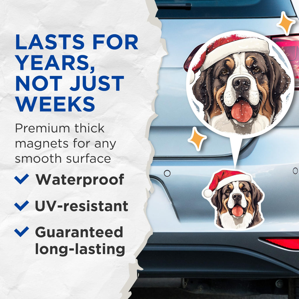 (2 Pack) Bernese Mountain Dog Magnets - Christmas Dog Decor - Holiday Pet Art - 5 Inches On Longest Side - Thick Durable Magnet - Made in USA - MAG25299