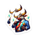 (2 Pack) Golden Horn Bull Magnets - Executive Financial Decor - Dapper Animal Character - Refrigerator Home Office Art Accent - 5 Inches On Longest Side - Thick Durable Magnet - Made in USA - MAG22666
