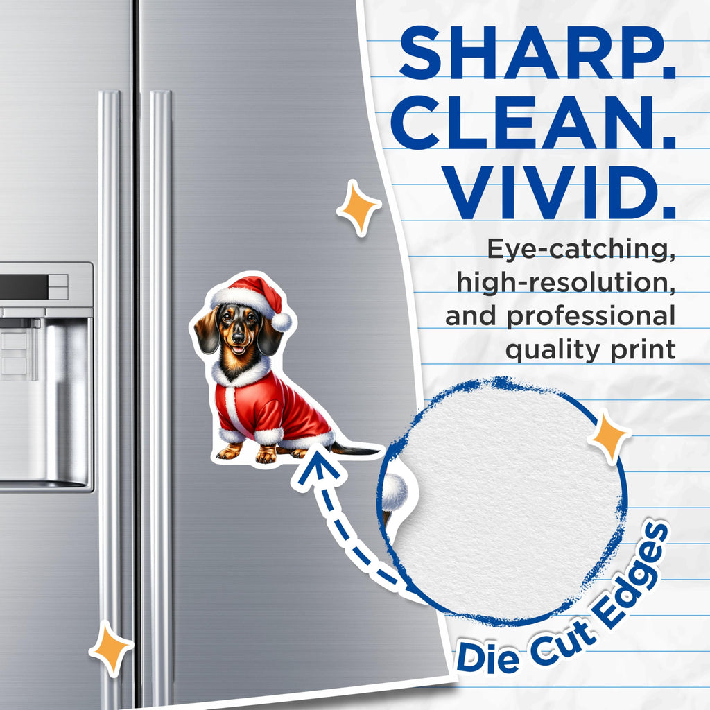 (2 Pack) Dachshund Christmas Magnets - Santa Dog Holiday Decor - Wiener Dog Pet Lover - 5 Inches On Longest Side - Thick Durable Magnet - Made in USA - MAG25411