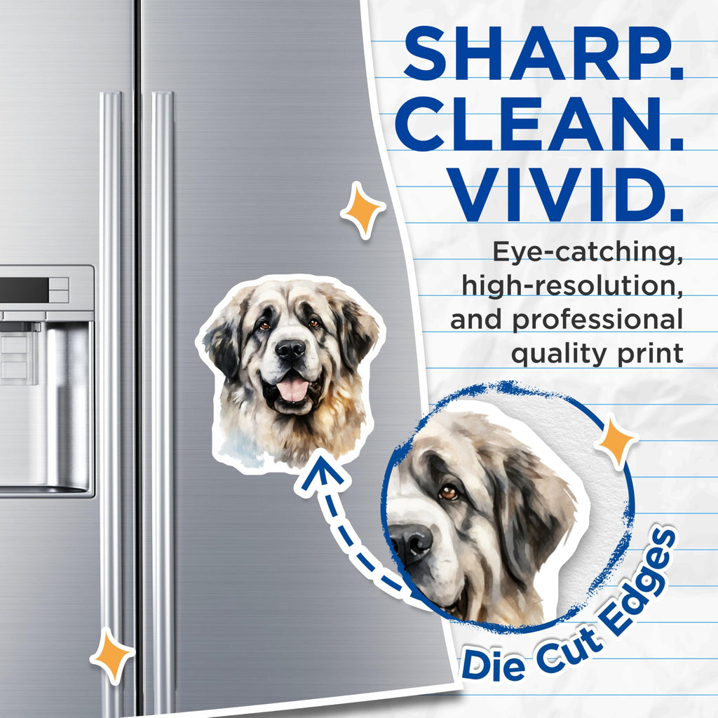 (2 Pack) Great Pyrenees Magnets - Watercolor Dog Art - Dog Mom Decor - Large Breed Pet Owner Magnets - 5 Inches On Longest Side - Thick Durable Magnet - Made in USA - MAG29584